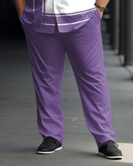 Big & Tall Men's Purple Panel Print Short Sleeve Walking Set