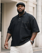 Plus Size Men's All-match Denim Denim Short-sleeved Polo Shirt