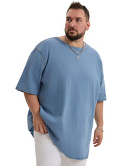 Plus Size Men's Daily Leisure Washing Water Solid Color Denim T-shirt