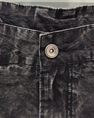 M-2XL Black Distressed Wash Thin Denim Shorts