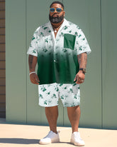 Men's Plus Size Simple Gradient Print Short Sleeve Shirt Shorts Suit