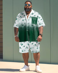 Men's Plus Size Simple Gradient Print Short Sleeve Shirt Shorts Suit