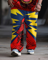 Big & Tall Men's Street Fashion Monkey Graffiti Print Hoodie Suit