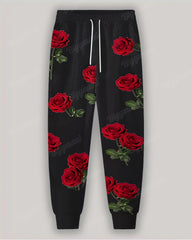 Men's Daily Casual Rose Forgive Letter Print Plus Size Hoodie Suit