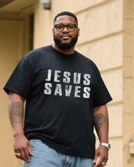 Big & Tall Men's JESUS SAVES T-Shirt Denim Pants Suit
