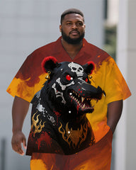 Men's Fashion Mutant Bear Cartoon Animal Theme Short Sleeve Shirt Pants Set