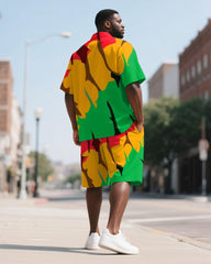 Men's Plus Size Juneteenth Love Letter Print Shirt Shorts Suit