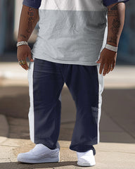 Men's Simple Colorblock Print Large Suit