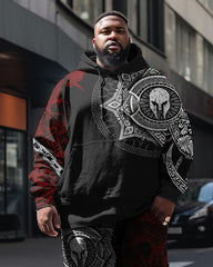 Men's Plus Size Sweatsuit Ares Print Hoodie and Pants 2-Piece Set