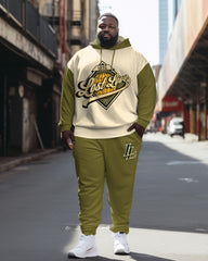 Men's Plus Size Casual Hip Hop Lost Love Hoodie Two Piece Set