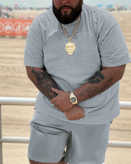 Fashion Casual  Short Sleeve Shorts Plus Size Suits