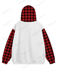 Couple Matching Plus Size Christmas Love Plaid Hoodie Sweatpants Set