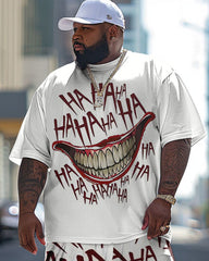 Men's Large Street Casual Mouth HA Letter Printed T-Shirt Pants Set