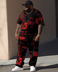 Street Hip Hop Skull Letter Print Large Men's Set