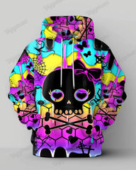Women's Plus Size Color Bow Skull Hoodie Set (Pack of 2)