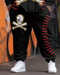 Men's Plus Size Baseball Skull Hoodie Suit