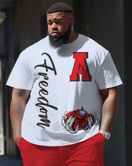 Men's Big and Tall Letter Print Short Sleeve T-shirt and Pants Casual Set