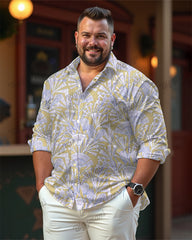 Free Abstract Cotton Long Sleeve Shirt Men's Plus Size