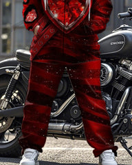 Love Individual Printed Large Size Long Sleeve Zipper Hoodie Set