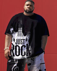 Rock Guitar Print Men's Large Size Suit
