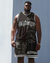 Men's Big & Tall Chicago Basketball Stitching Pattern Vest Sports Two-piece Set
