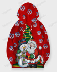 Men's Plus Size Christmas Snowman Santa Hoodie Set of Two
