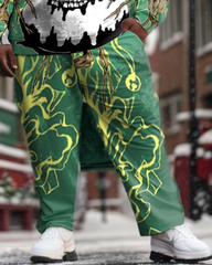 Men's Plus Size Christmas Evil Snowman Hoodie Pants Set of Two