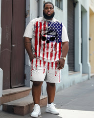 Independence Day American Flag Skull Print Large Men's Set