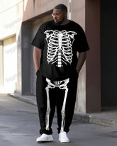 Human Bone Front And Back Printed T-Shirt Trousers Set Men's Big & Tall