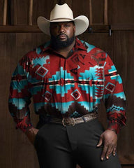 Men's Big & Tall Long Sleeve Western Shirt and Pants 2 Piece Set