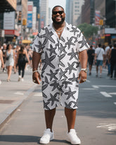 Big & Tall Men's Hawaiian Starfish Print Shirt Shorts Suit