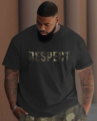 Men's Large Respect Camouflage Street Hip-Hop Casual Two-Piece Set