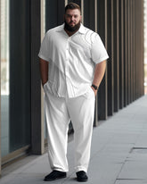 Men's Plus Size Black Line Short Sleeve 2 Piece Walking Suit
