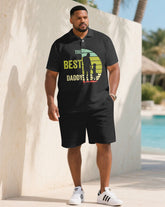 Men's Plus Size Gift For Father Souvenir Short Sleeve POLO Shirt Shorts Suit