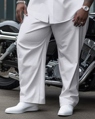 Men's Plus Size Ethnic Check Long Sleeve Shirt Two-Piece Set