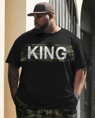 Big Men's Retro Street King Camouflage Hip-Hop Casual Two-Piece Set