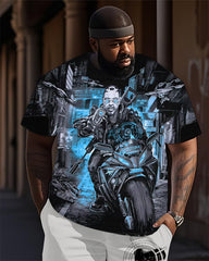 Big Shot. Cyberpunk Printed Short Sleeve Trousers Suit