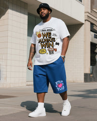 Big Men's Daily Leisure Religious Design Short Sleeve T-Shirt Shorts Suit