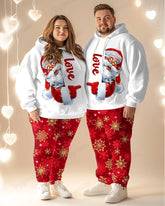 Christmas Couple Fashion Set Casual Big and Tall Printed Hoodie Set