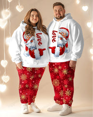 Christmas Couple Fashion Set Casual Big and Tall Printed Hoodie Set