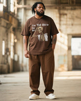 Big & Tall Men's Graffiti Too Old Skeleton Attitude Alphabet Print T-Shirt Trousers Suit