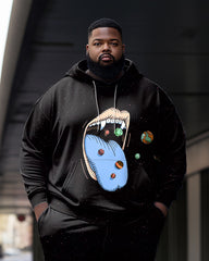 Men's Plus Size Black Tongue Print Hoodie (Pack of Two)