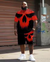 Big Guy's Street Fashion Horror Movie Print T-Shirt Shorts Set