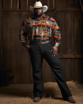 Big & Tall Denim Men's Long Sleeve Western Shirt and Pants Set 2 Piece