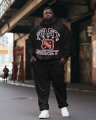 Men's Plus Size Casual Hip Hop Fast Money Hoodie Set