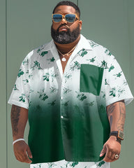 Men's Plus Size Simple Gradient Print Short Sleeve Shirt Shorts Suit