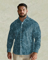 High-grade Rose Jacquard Long Sleeve Lapel Shirt Men's Plus Size