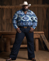 Men's Big & Tall Western Totem Long Sleeve Shirt and Pants 2-Piece Set