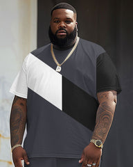 Street Casual Gray Colorblock Printed Large Men's Set