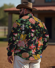 Cockatoo Cotton Long Sleeve Shirt Men's Plus Size